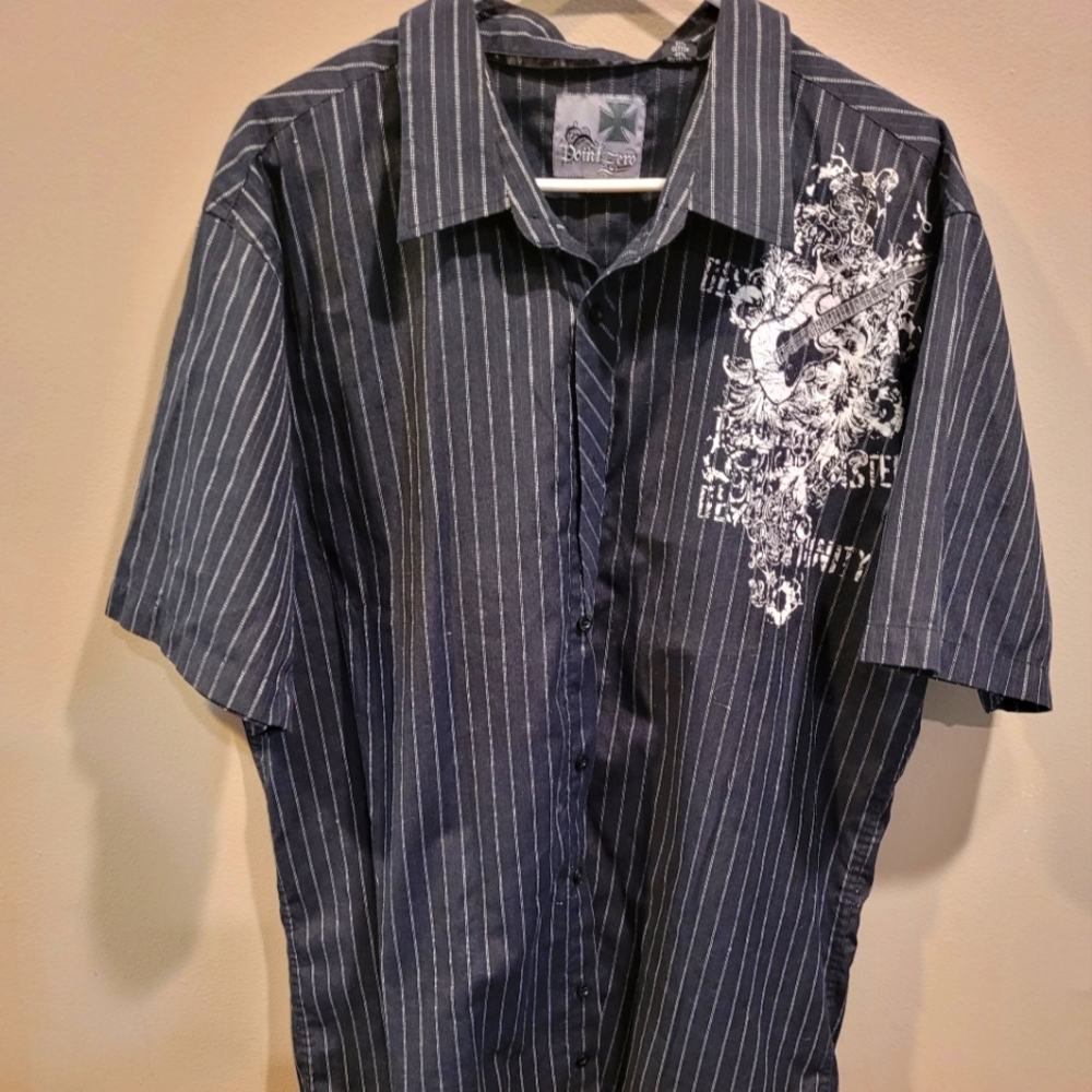 Point Zero Guitar Skull Shirt Mens XL Short Sleeve